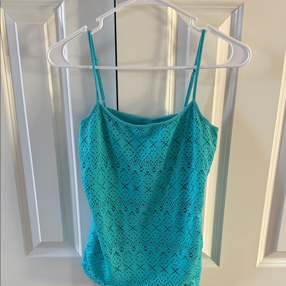 LOFT Teal Crochet Lace Camisole Tank